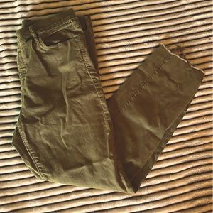 army green straight left jeans